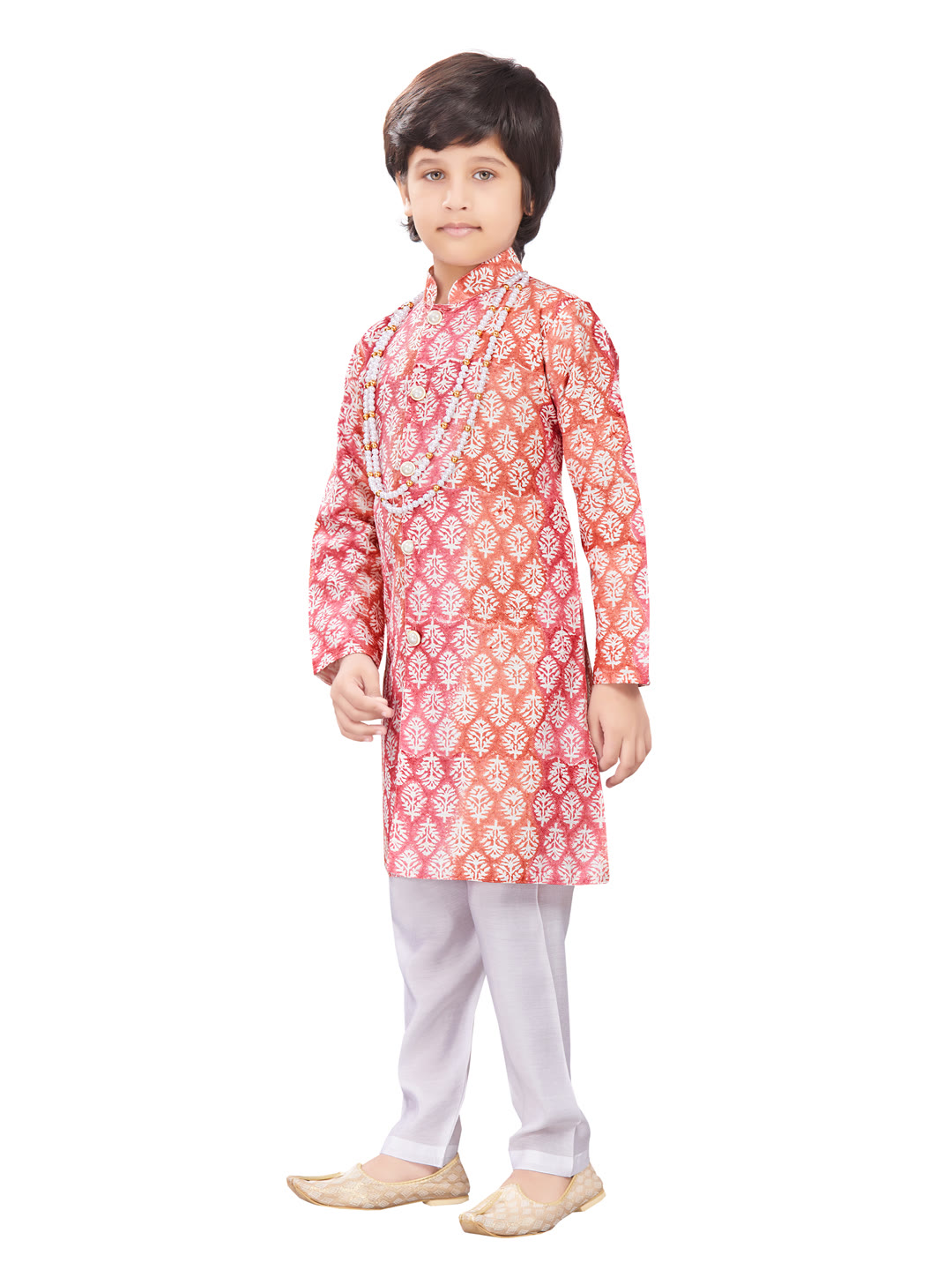 Boys orange ombre floral kurta pajama