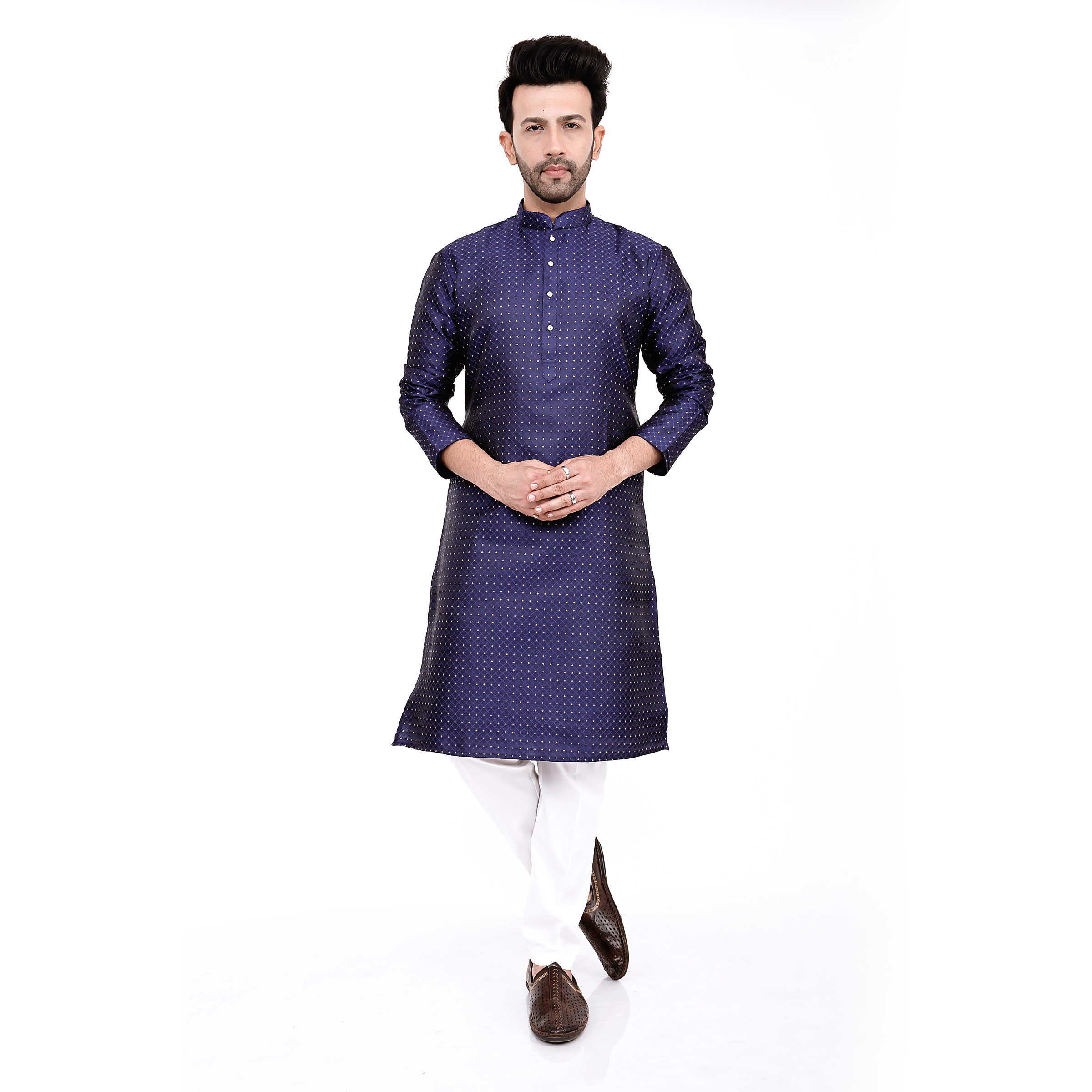 Sequin Embroidered Kurta Pajama Set: Men's Indian Wedding Outfit