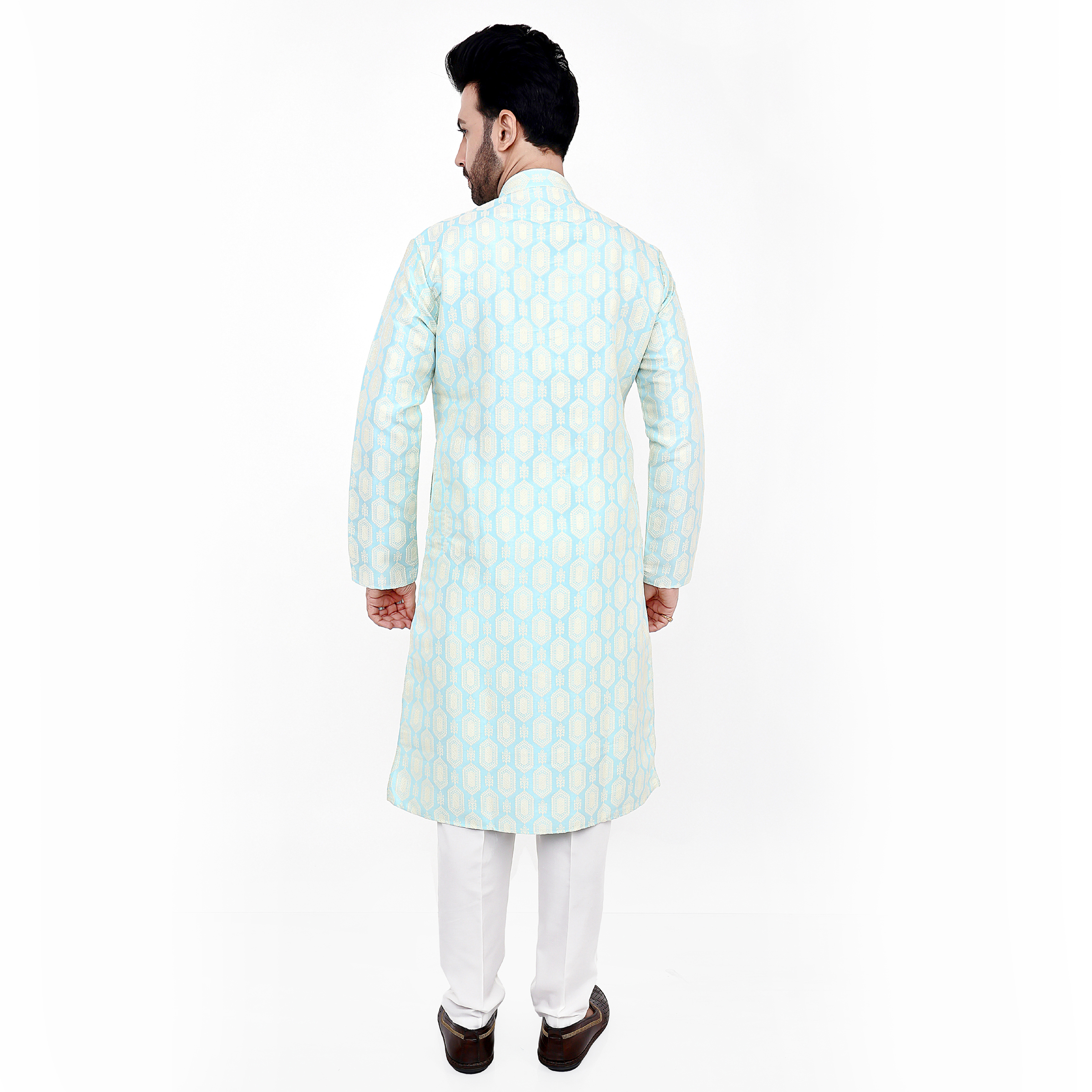 Sequin Embroidered Men's Kurta Pajama Set: Traditional Indian Wedding Outfit