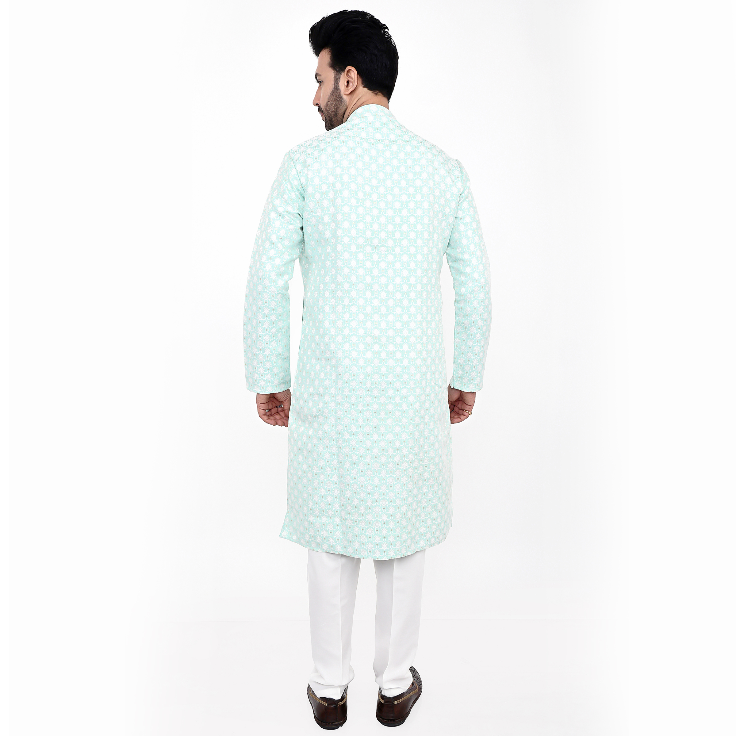 Sequin Embroidered Kurta Pajama Set: Men's Designer Ethnic Wedding Outfit